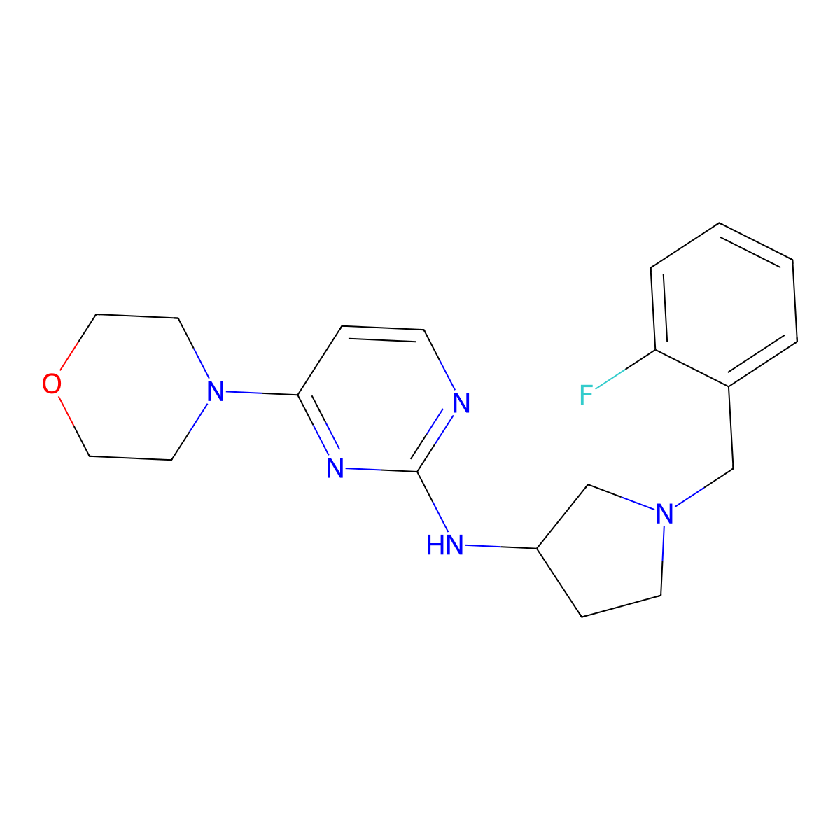 N-{1-[(2-fluorophenyl)methyl]pyrrolidin-3-yl}-4-(morpholin-4-yl)pyrimidin-2-amine molecular structure, CAS 3030808-05-7