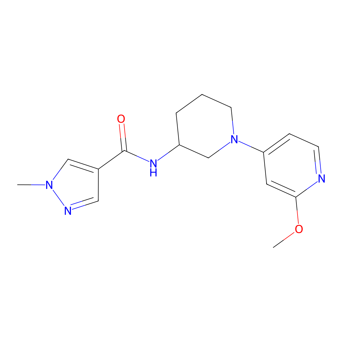 N-[1-(2-methoxypyridin-4-yl)piperidin-3-yl]-1-methyl-1H-pyrazole-4-carboxamide molecular structure, CAS 3030808-09-1