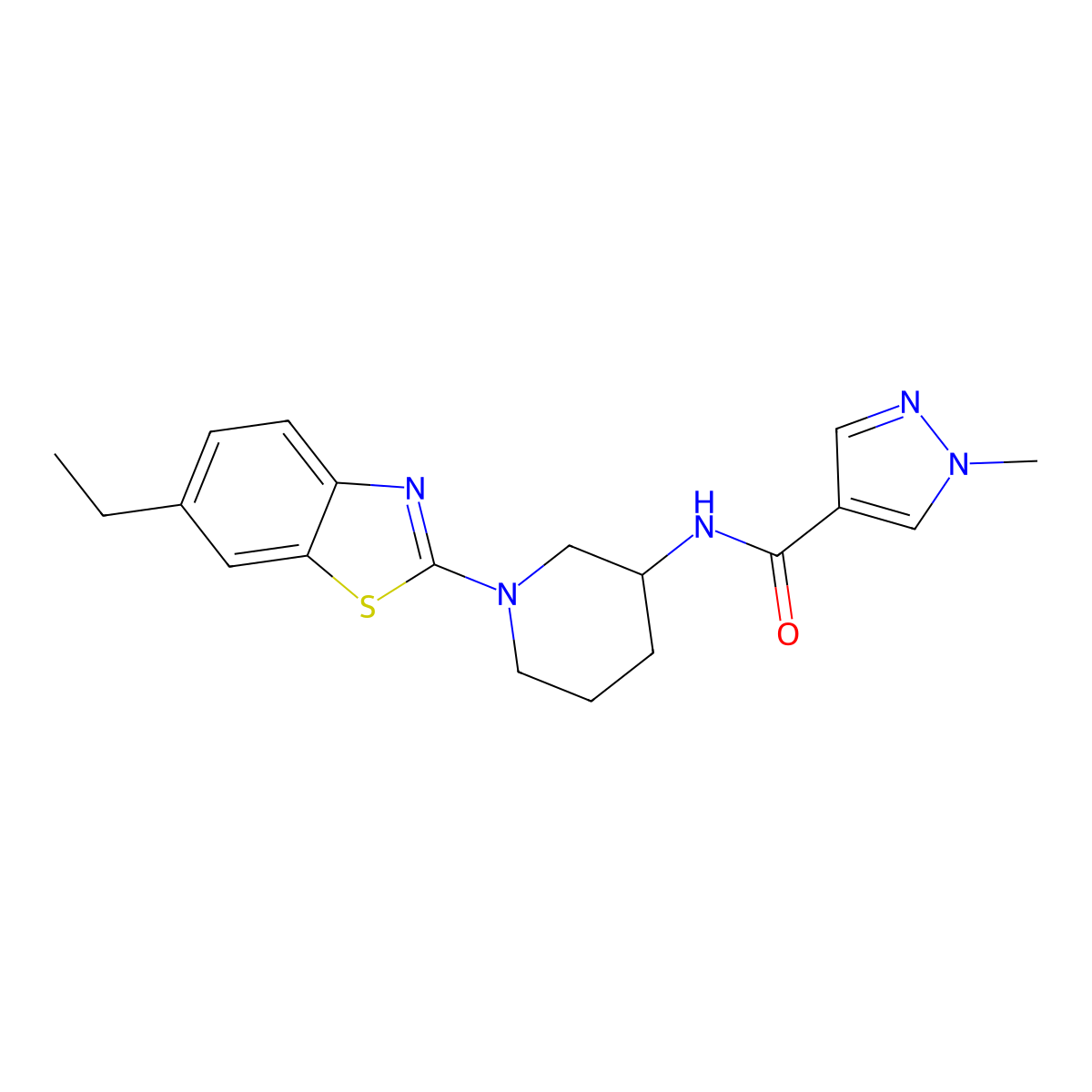N-[1-(6-ethyl-1,3-benzothiazol-2-yl)piperidin-3-yl]-1-methyl-1H-pyrazole-4-carboxamide molecular structure, CAS 3030808-14-8