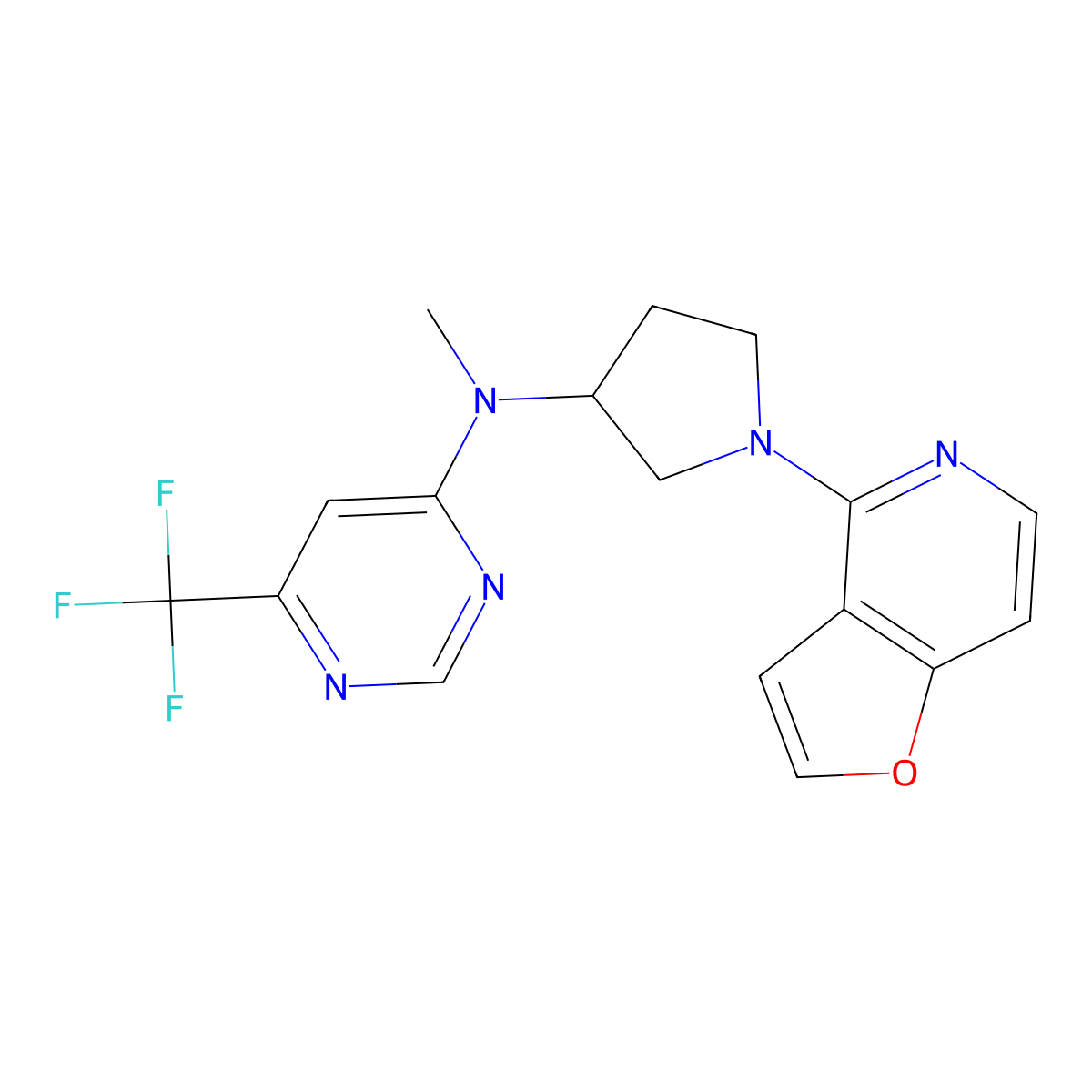 N-(1-{furo[3,2-c]pyridin-4-yl}pyrrolidin-3-yl)-N-methyl-6-(trifluoromethyl)pyrimidin-4-amine molecular structure, CAS 3030808-21-7