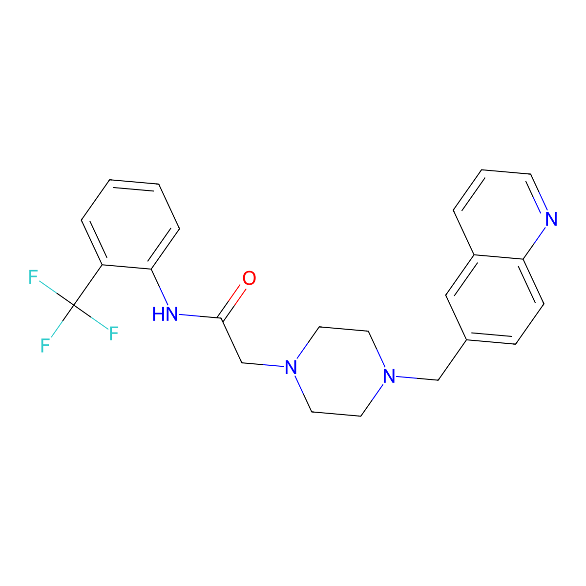2-{4-[(quinolin-6-yl)methyl]piperazin-1-yl}-N-[2-(trifluoromethyl)phenyl]acetamide molecular structure, CAS 3030808-22-8
