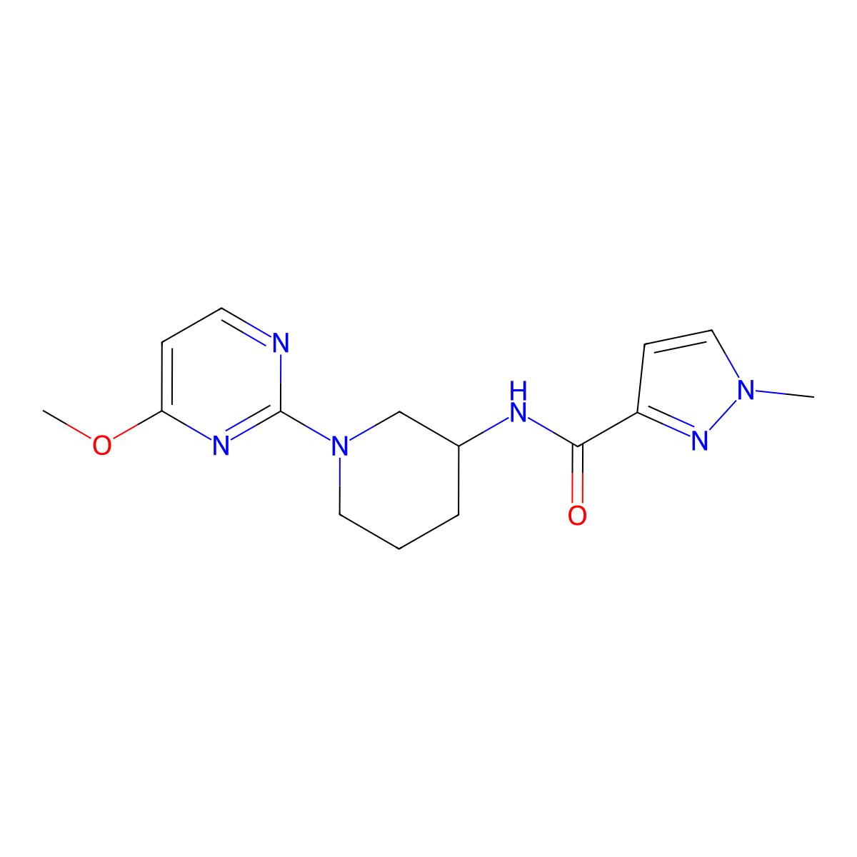 N-[1-(4-methoxypyrimidin-2-yl)piperidin-3-yl]-1-methyl-1H-pyrazole-3-carboxamide molecular structure, CAS 3030808-29-5