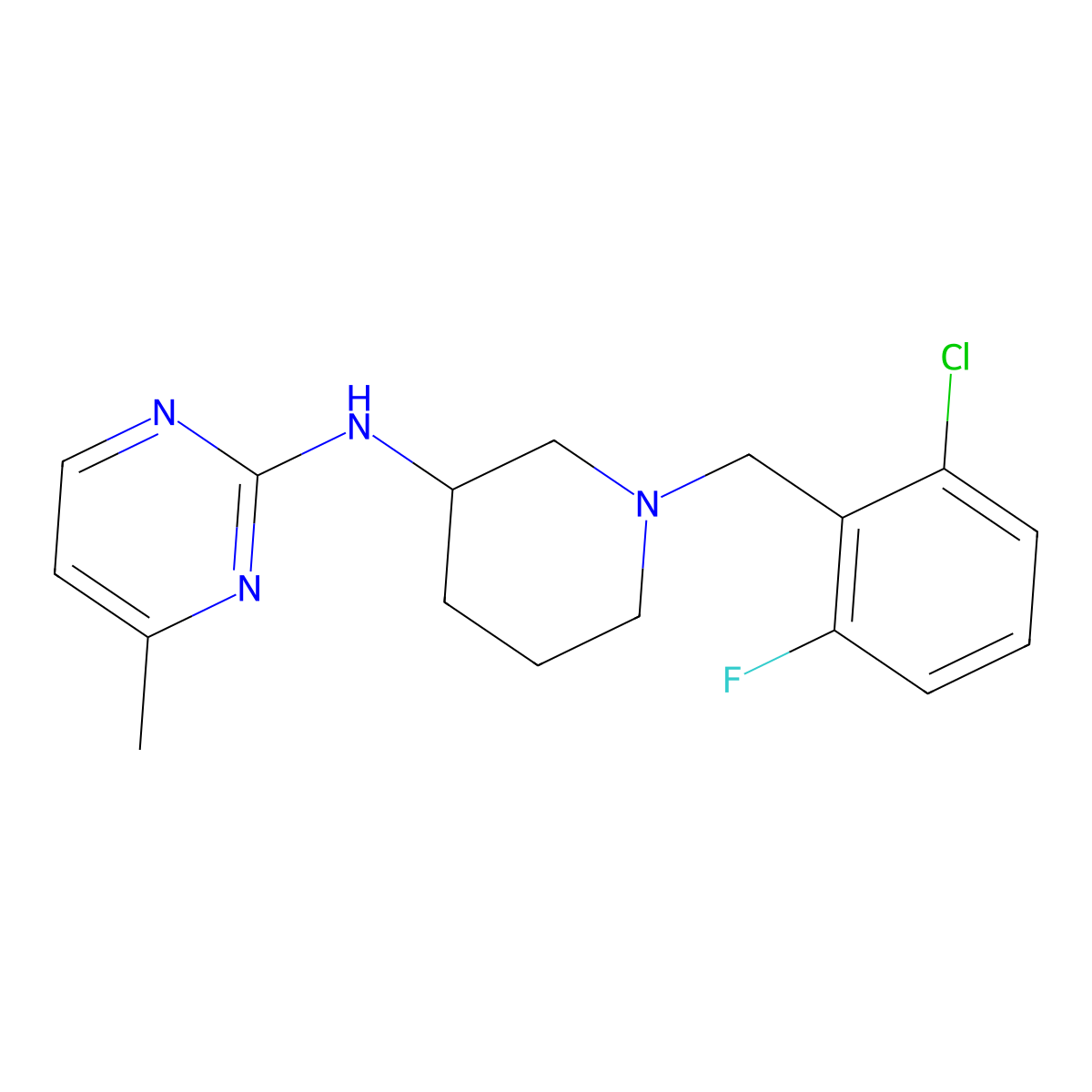 N-{1-[(2-chloro-6-fluorophenyl)methyl]piperidin-3-yl}-4-methylpyrimidin-2-amine molecular structure, CAS 3030808-36-4