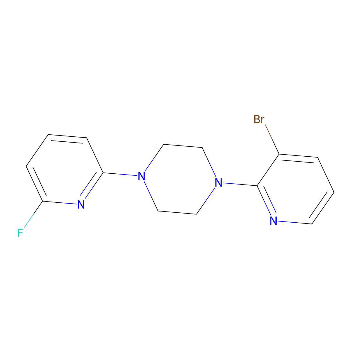 1-(3-Bromopyridin-2-yl)-4-(6-fluoropyridin-2-yl)piperazine molecular structure, CAS 3030808-43-3