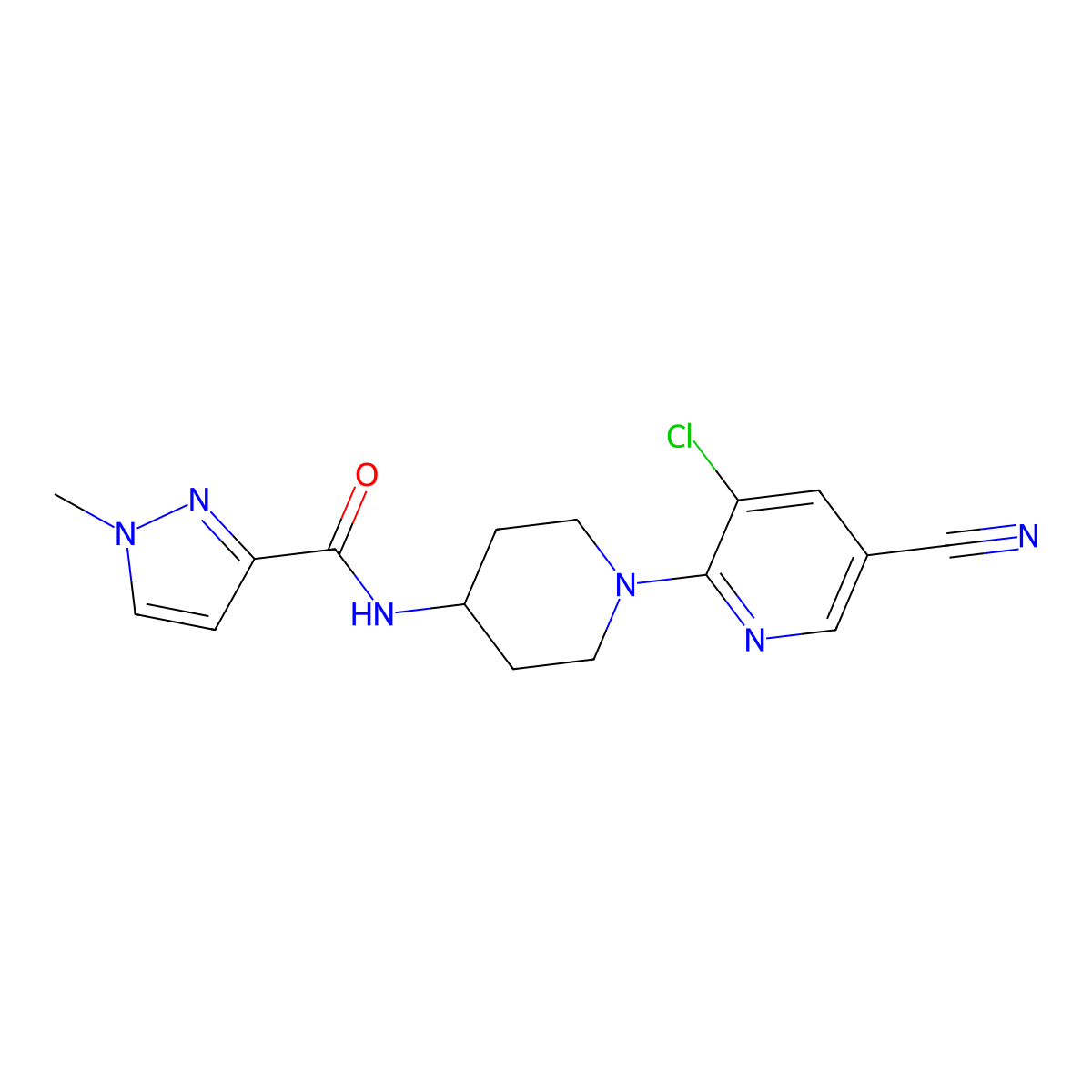 N-[1-(3-chloro-5-cyanopyridin-2-yl)piperidin-4-yl]-1-methyl-1H-pyrazole-3-carboxamide molecular structure, CAS 3030808-48-8