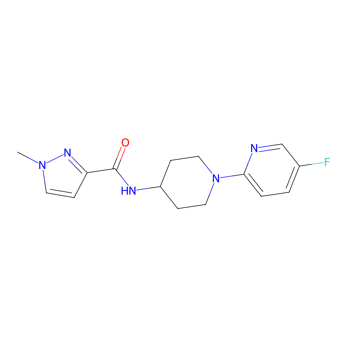 N-[1-(5-fluoropyridin-2-yl)piperidin-4-yl]-1-methyl-1H-pyrazole-3-carboxamide molecular structure, CAS 3030808-57-9