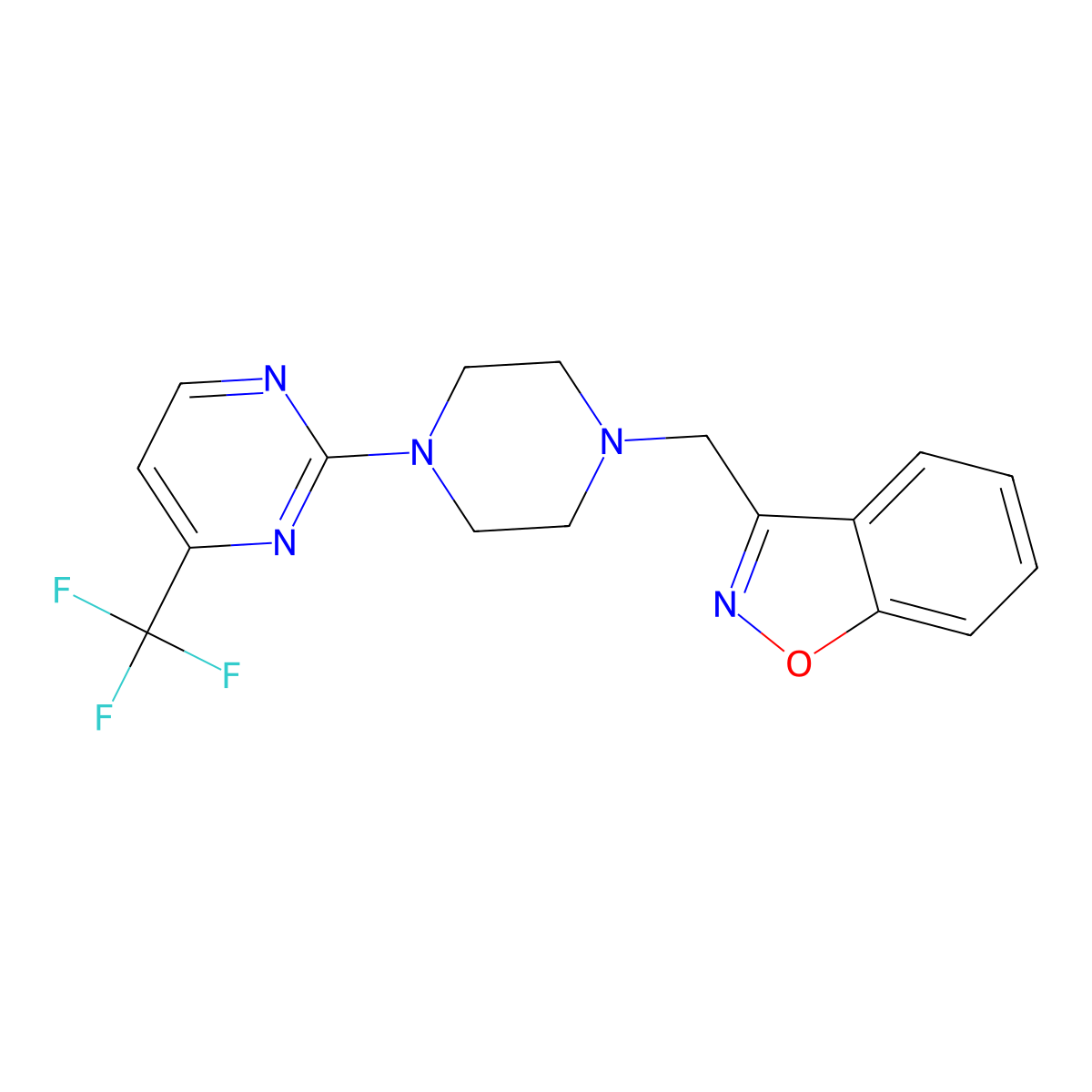 3-({4-[4-(Trifluoromethyl)pyrimidin-2-yl]piperazin-1-yl}methyl)-1,2-benzoxazole molecular structure, CAS 3030808-58-0