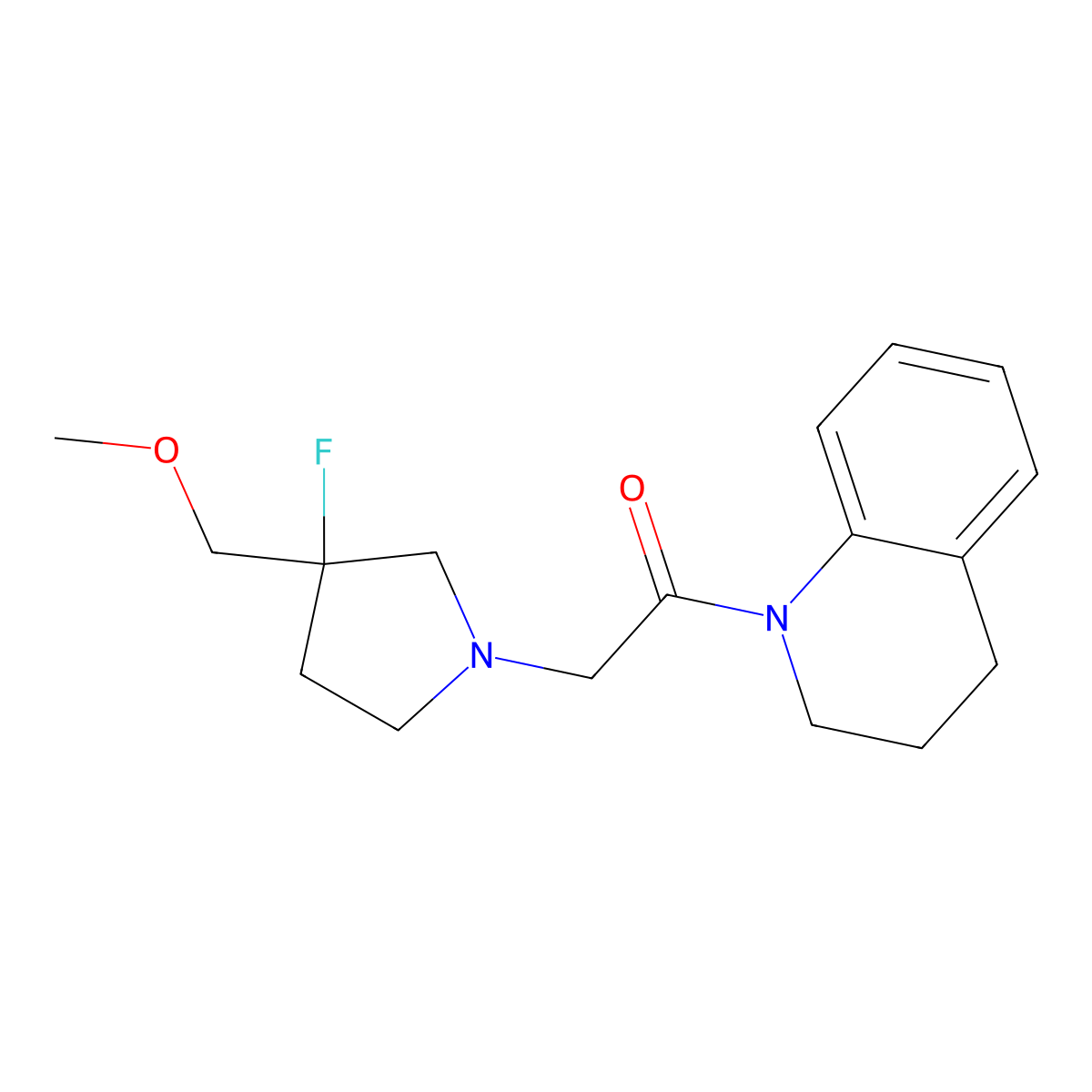 2-[3-Fluoro-3-(methoxymethyl)pyrrolidin-1-yl]-1-(1,2,3,4-tetrahydroquinolin-1-yl)ethan-1-one molecular structure, CAS 3030808-61-5