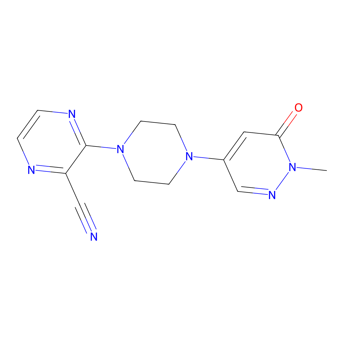 3-[4-(1-Methyl-6-oxo-1,6-dihydropyridazin-4-yl)piperazin-1-yl]pyrazine-2-carbonitrile molecular structure, CAS 3030808-66-0