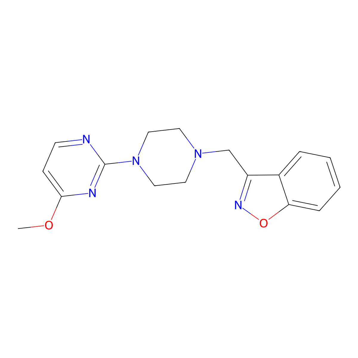 3-{[4-(4-Methoxypyrimidin-2-yl)piperazin-1-yl]methyl}-1,2-benzoxazole molecular structure, CAS 3030808-76-2