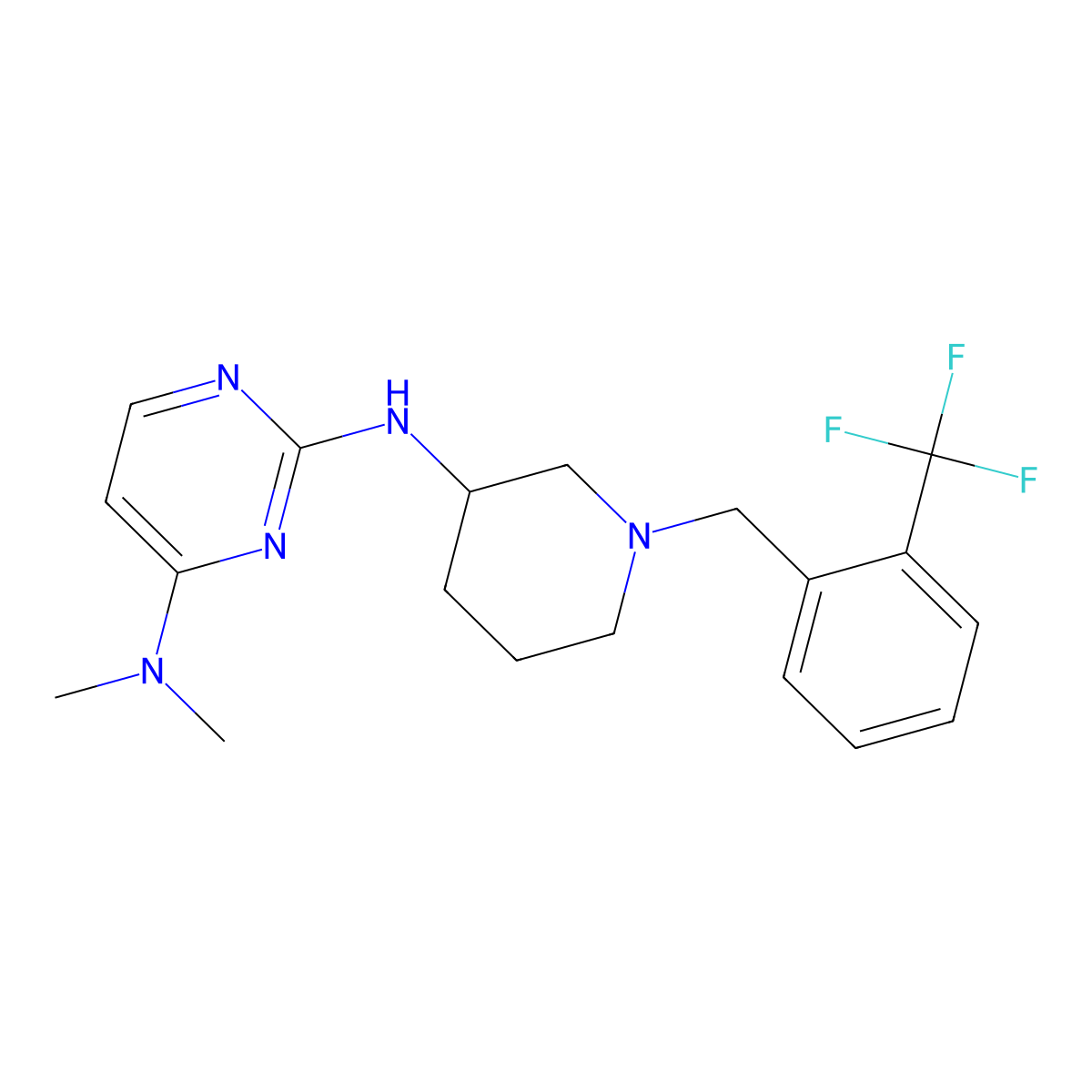 N4,N4-dimethyl-N2-(1-{[2-(trifluoromethyl)phenyl]methyl}piperidin-3-yl)pyrimidine-2,4-diamine molecular structure, CAS 3030808-90-0