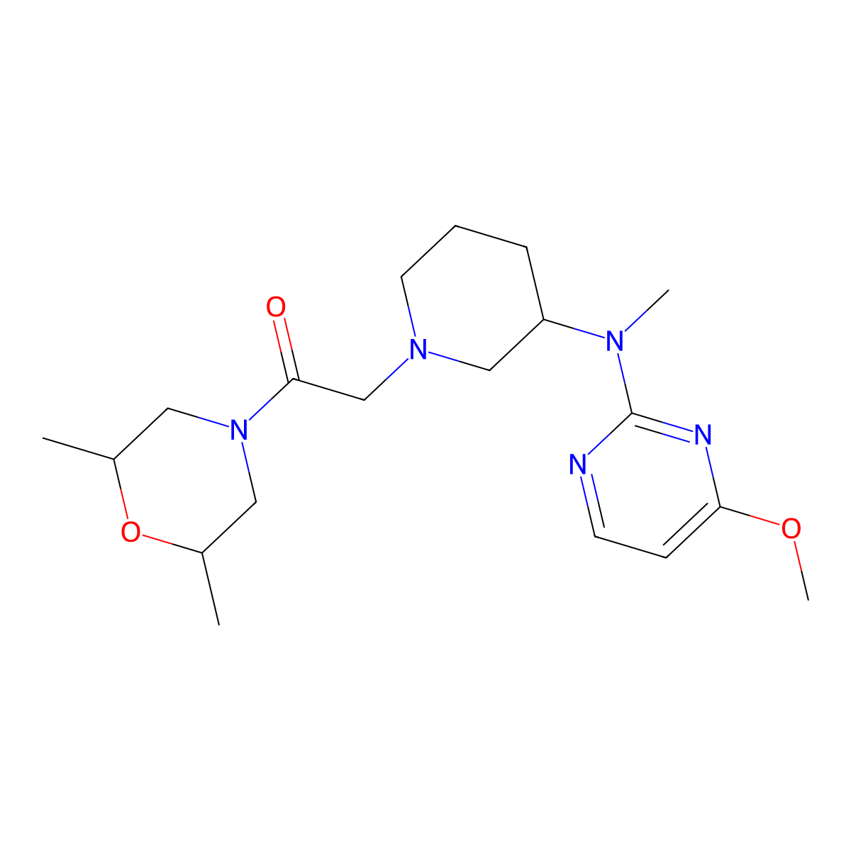 1-(2,6-Dimethylmorpholin-4-yl)-2-{3-[(4-methoxypyrimidin-2-yl)(methyl)amino]piperidin-1-yl}ethan-1-one molecular structure, CAS 3030808-98-8