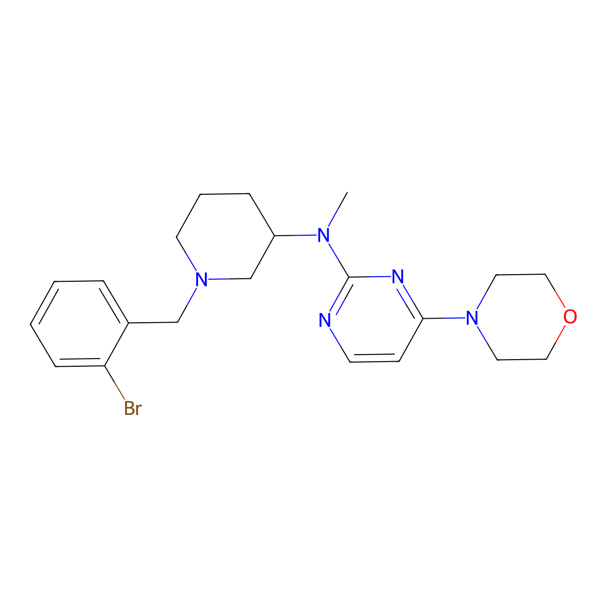 N-{1-[(2-bromophenyl)methyl]piperidin-3-yl}-N-methyl-4-(morpholin-4-yl)pyrimidin-2-amine molecular structure, CAS 3030809-03-8