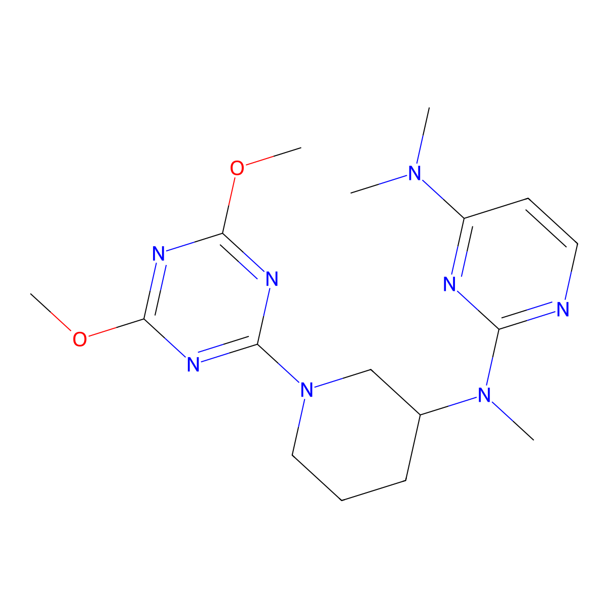 N2-[1-(4,6-dimethoxy-1,3,5-triazin-2-yl)piperidin-3-yl]-N2,N4,N4-trimethylpyrimidine-2,4-diamine molecular structure, CAS 3030809-05-0