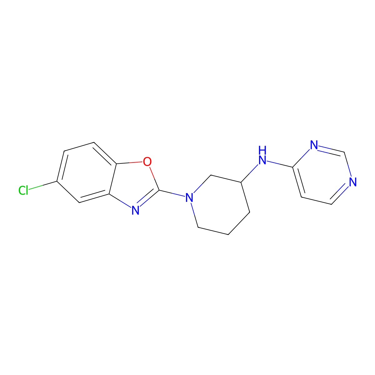 N-[1-(5-chloro-1,3-benzoxazol-2-yl)piperidin-3-yl]pyrimidin-4-amine molecular structure, CAS 3030809-06-1