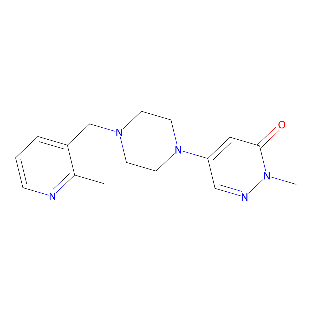 2-Methyl-5-[4-[(2-methyl-3-pyridinyl)methyl]piperazin-1-yl]pyridazin-3-one molecular structure, CAS 3030809-13-0