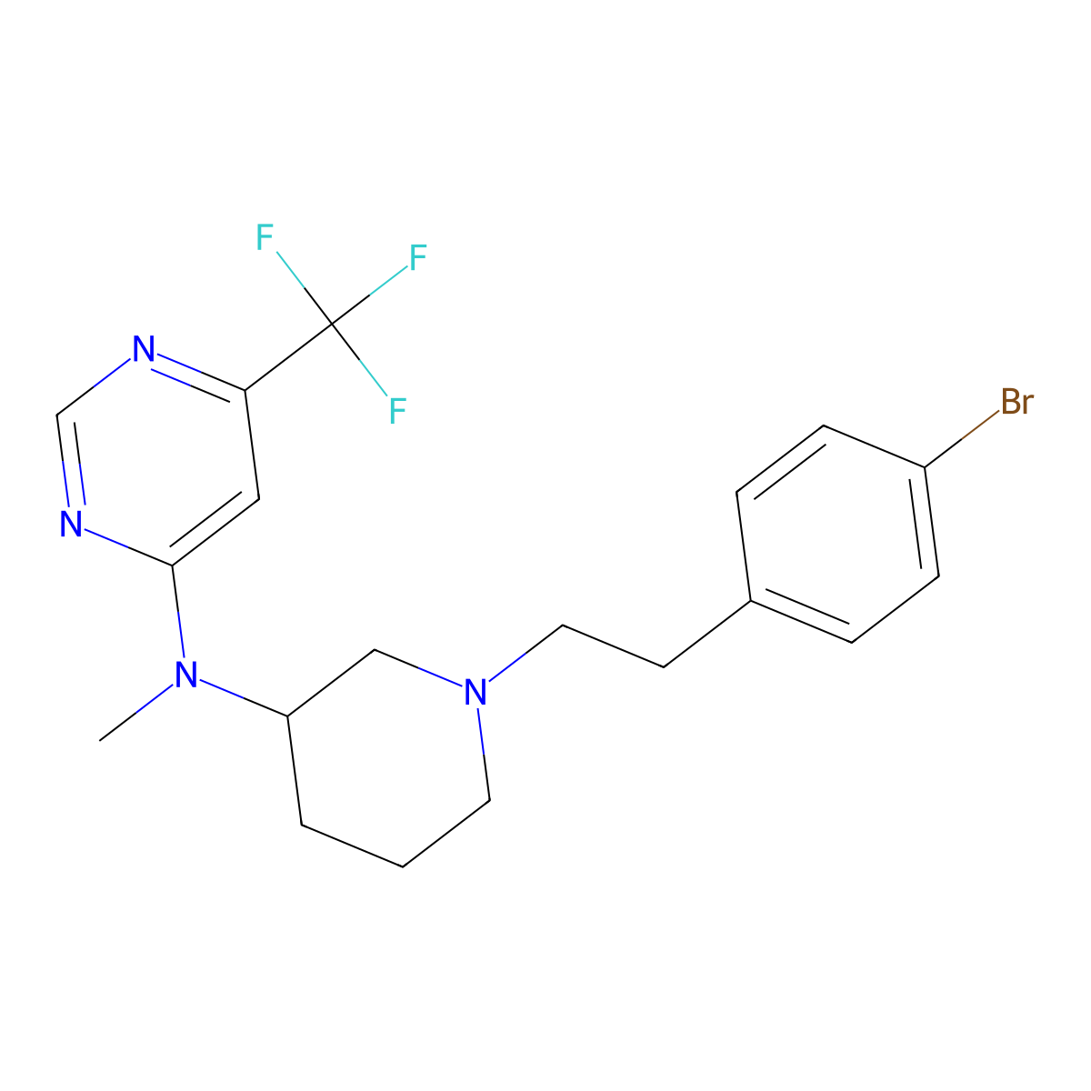 N-{1-[2-(4-bromophenyl)ethyl]piperidin-3-yl}-N-methyl-6-(trifluoromethyl)pyrimidin-4-amine molecular structure, CAS 3030809-16-3