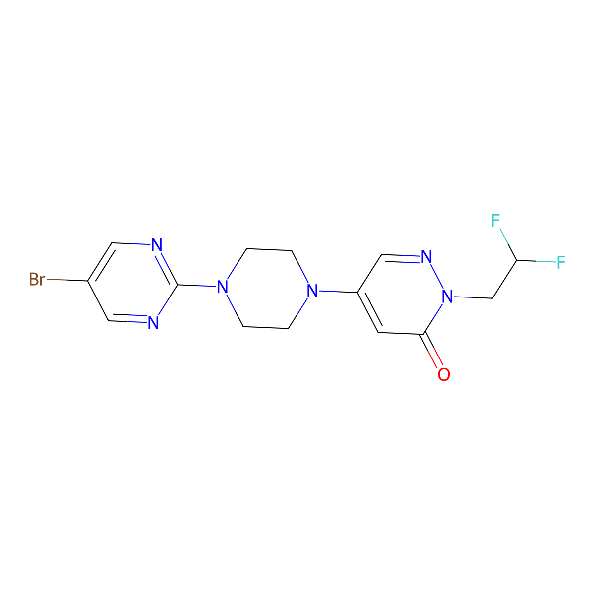 5-[4-(5-Bromopyrimidin-2-yl)piperazin-1-yl]-2-(2,2-difluoroethyl)-2,3-dihydropyridazin-3-one molecular structure, CAS 3030809-17-4
