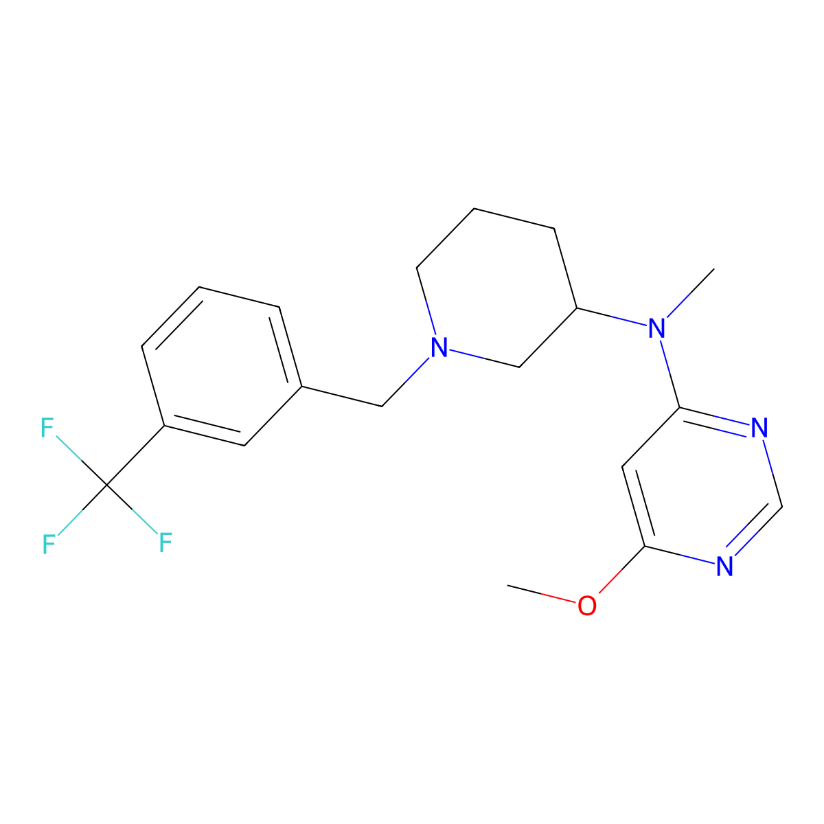 6-methoxy-N-methyl-N-[1-[[3-(trifluoromethyl)phenyl]methyl]piperidin-3-yl]pyrmidin-4-amine molecular structure, CAS 3030809-18-5