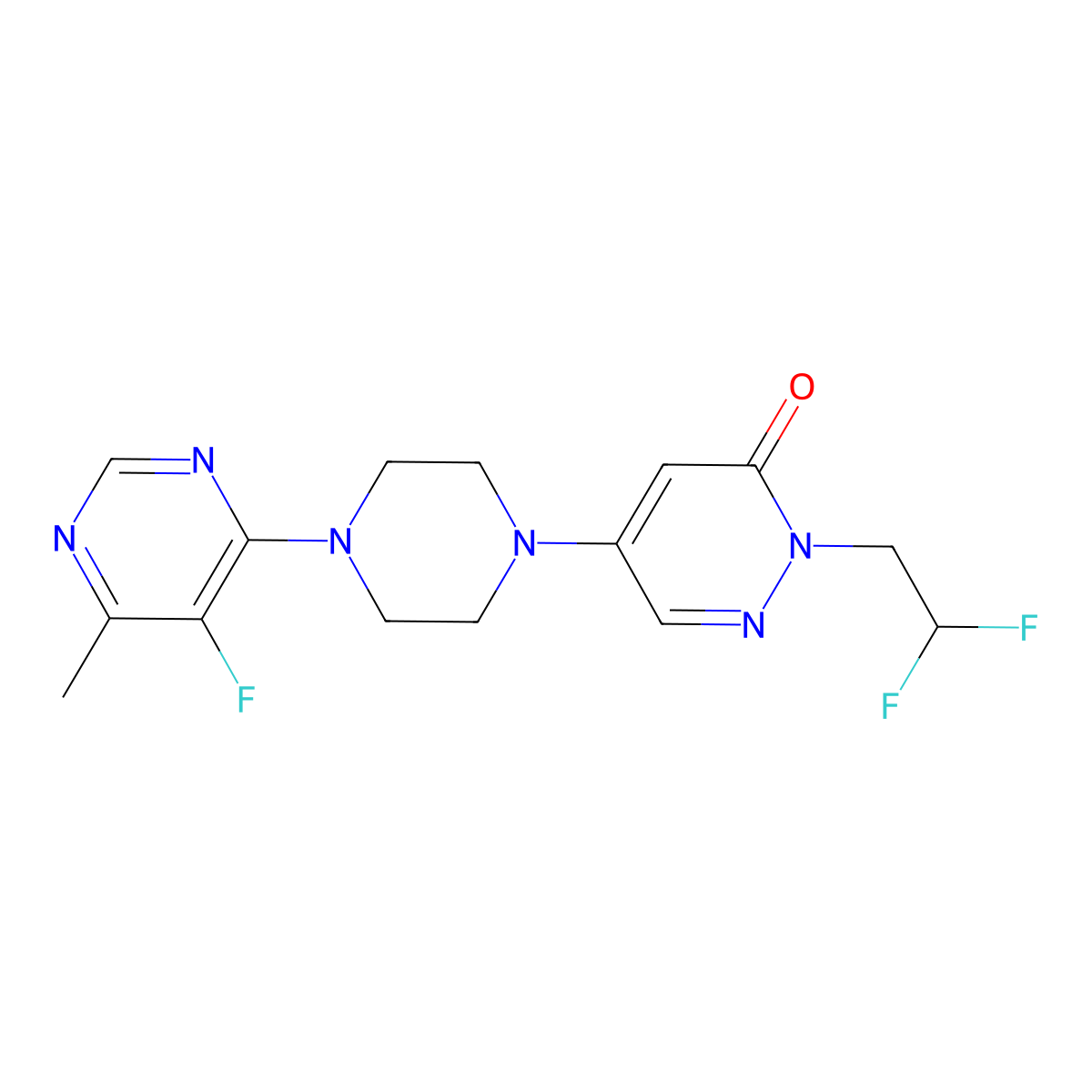 2-(2,2-Difluoroethyl)-5-[4-(5-fluoro-6-methylpyrimidin-4-yl)piperazin-1-yl]-2,3-dihydropyridazin-3-one molecular structure, CAS 3030809-24-3
