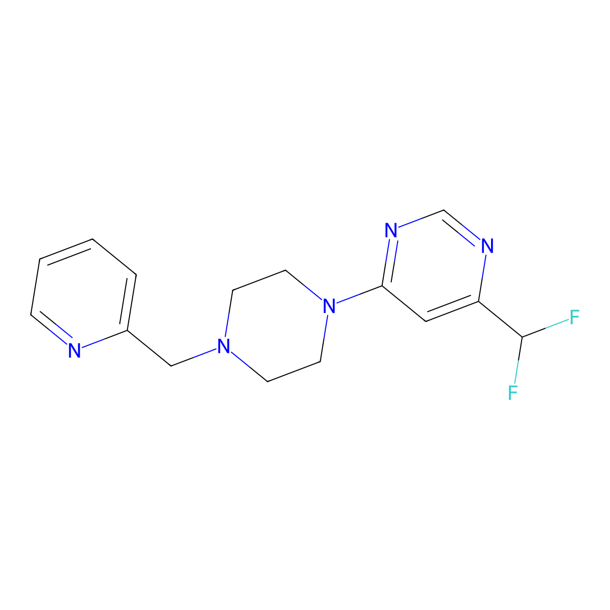 4-(Difluoromethyl)-6-{4-[(pyridin-2-yl)methyl]piperazin-1-yl}pyrimidine molecular structure, CAS 3030809-25-4