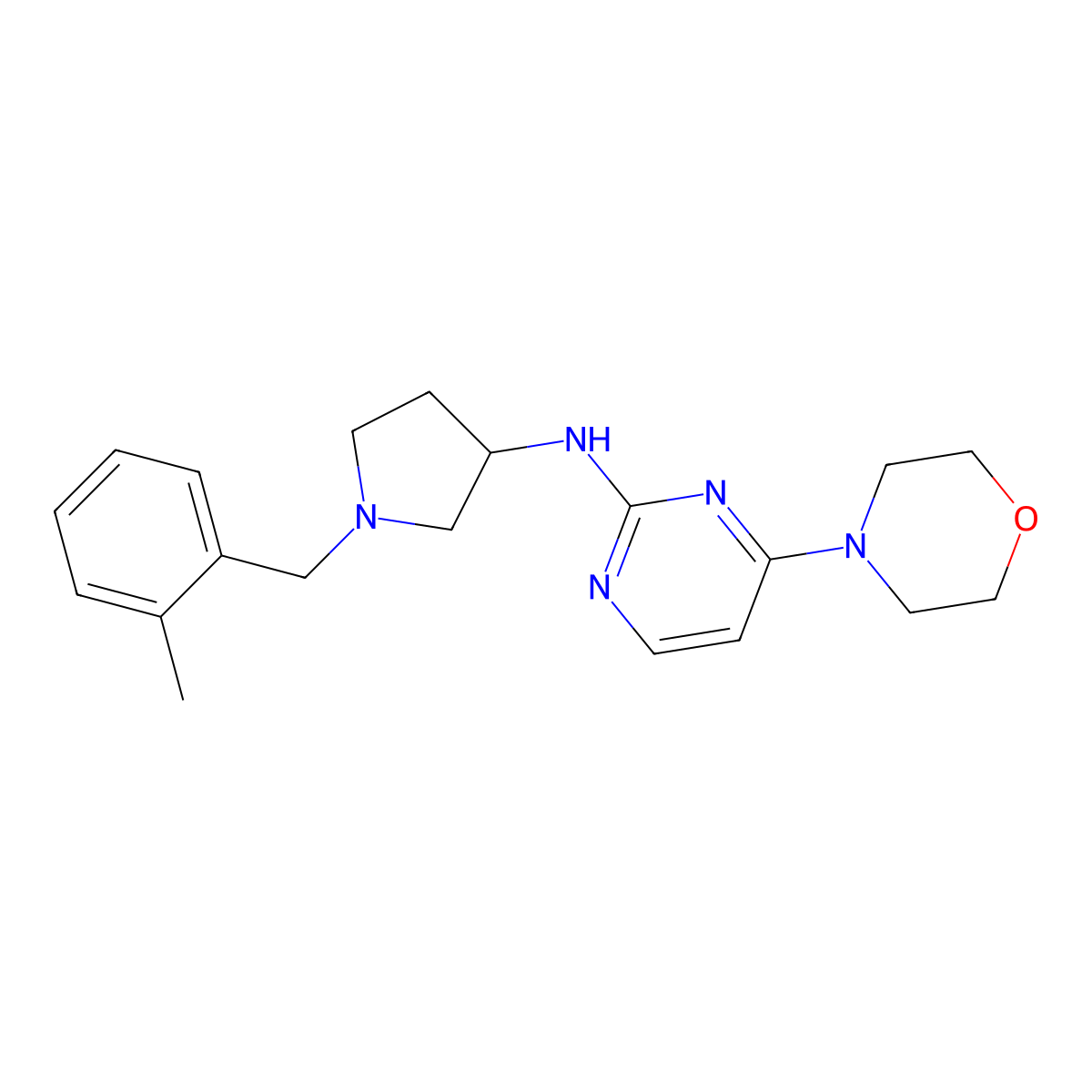 N-{1-[(2-methylphenyl)methyl]pyrrolidin-3-yl}-4-(morpholin-4-yl)pyrimidin-2-amine molecular structure, CAS 3030809-26-5