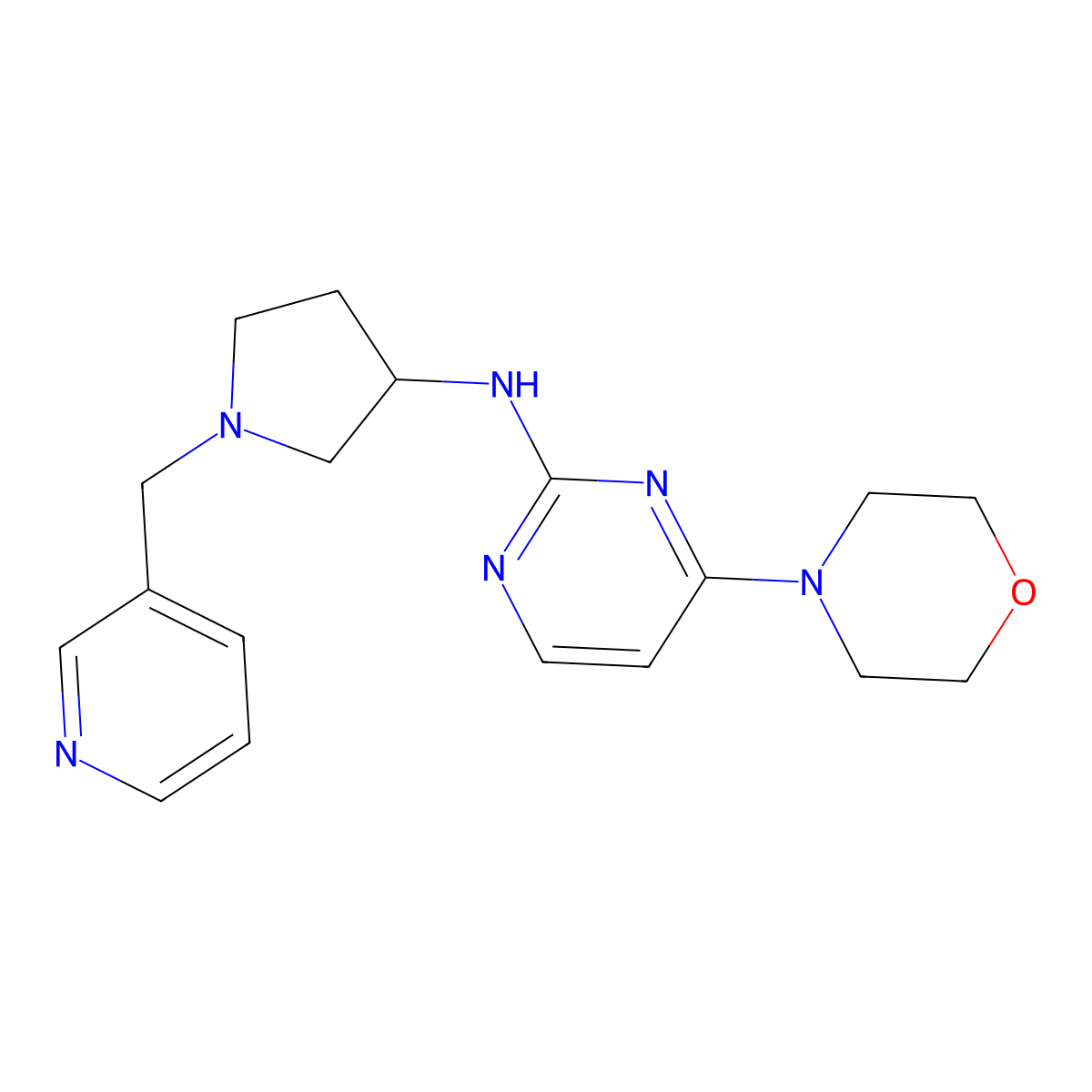4-(morpholin-4-yl)-N-{1-[(pyridin-3-yl)methyl]pyrrolidin-3-yl}pyrimidin-2-amine molecular structure, CAS 3030809-29-8