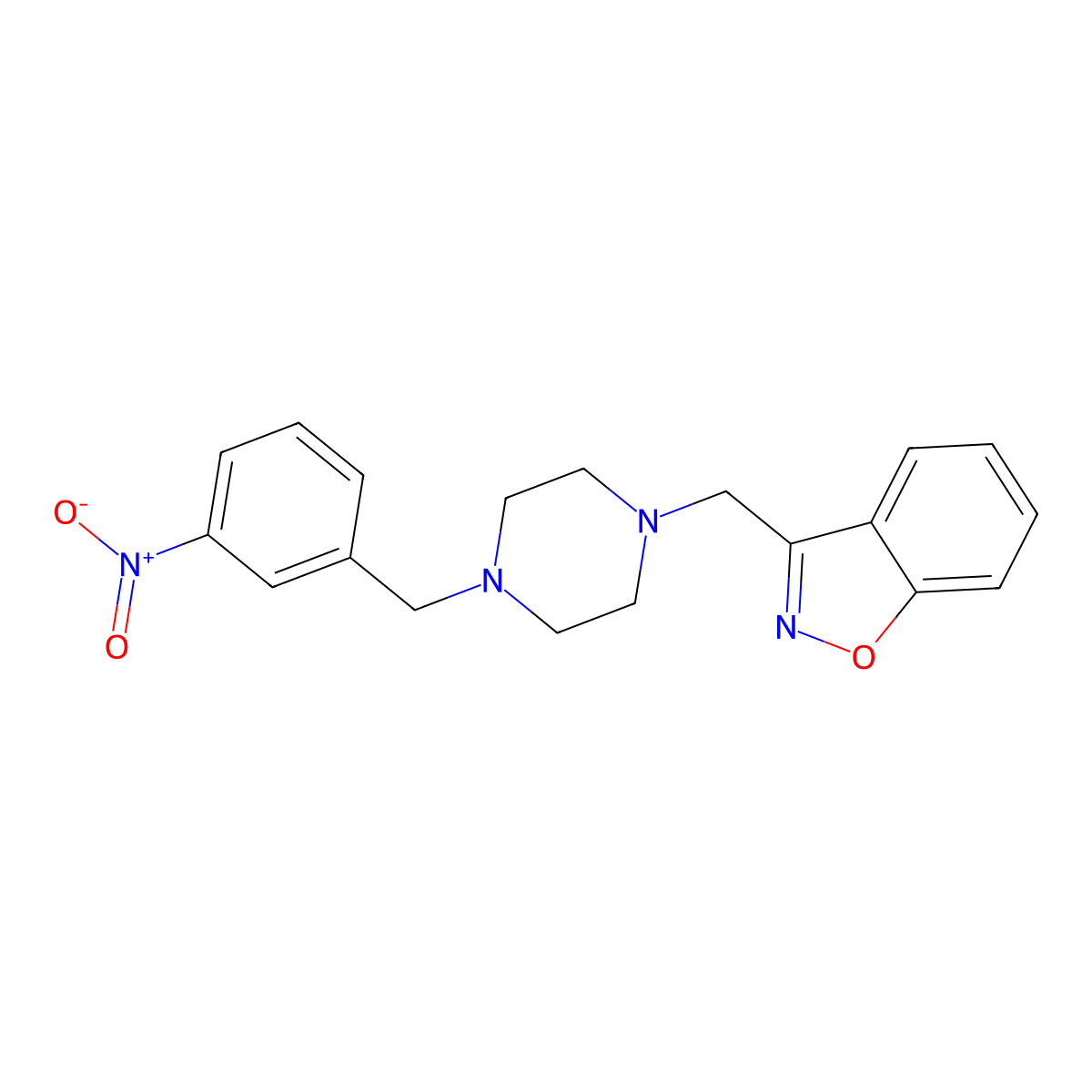 3-({4-[(3-Nitrophenyl)methyl]piperazin-1-yl}methyl)-1,2-benzoxazole molecular structure, CAS 3030809-31-2