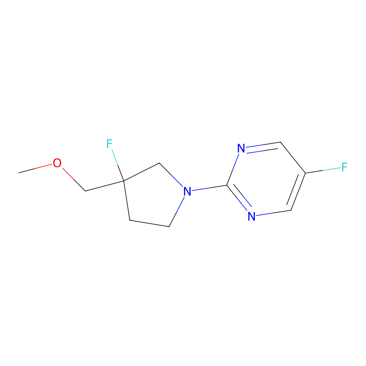 5-Fluoro-2-[3-fluoro-3-(methoxymethyl)pyrrolidin-1-yl]pyrimidine molecular structure, CAS 3030809-33-4