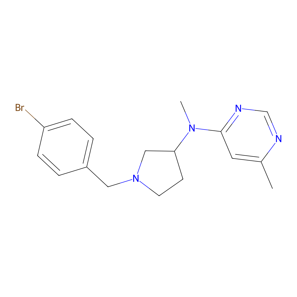 N-{1-[(4-bromophenyl)methyl]pyrrolidin-3-yl}-N,6-dimethylpyrimidin-4-amine molecular structure, CAS 3030809-34-5