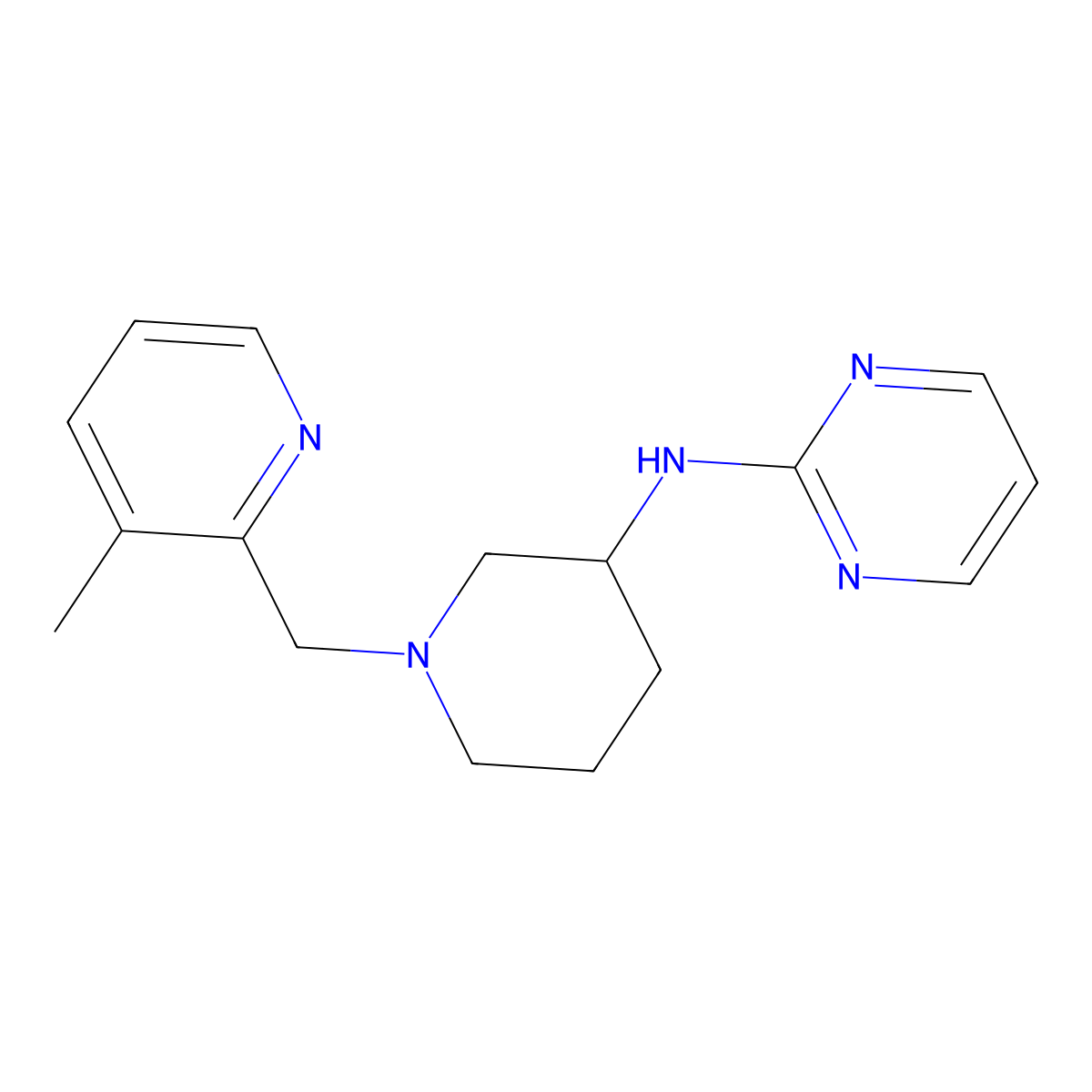 N-{1-[(3-methylpyridin-2-yl)methyl]piperidin-3-yl}pyrimidin-2-amine molecular structure, CAS 3030809-36-7