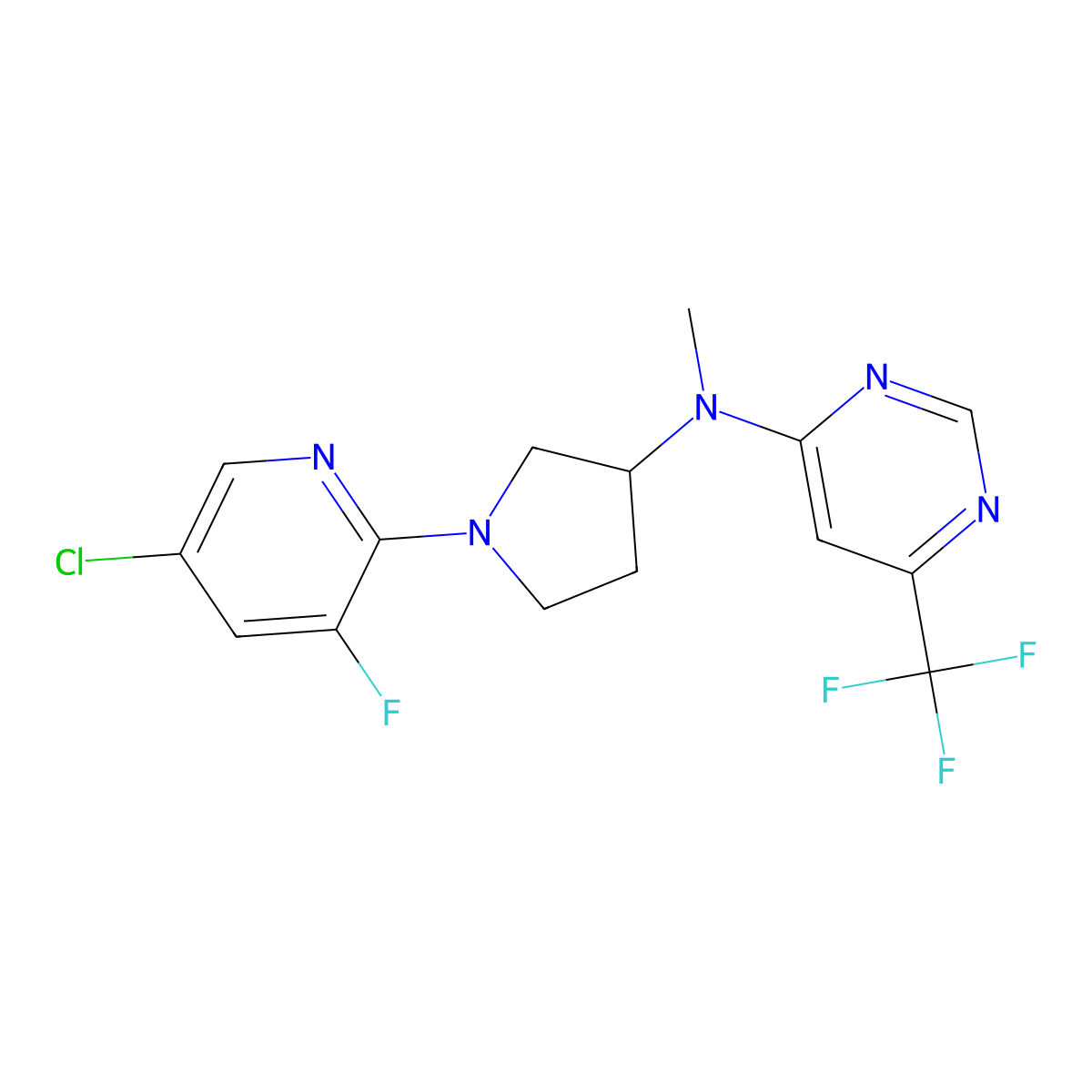 N-[1-(5-chloro-3-fluoropyridin-2-yl)pyrrolidin-3-yl]-N-methyl-6-(trifluoromethyl)pyrimidin-4-amine molecular structure, CAS 3030809-37-8