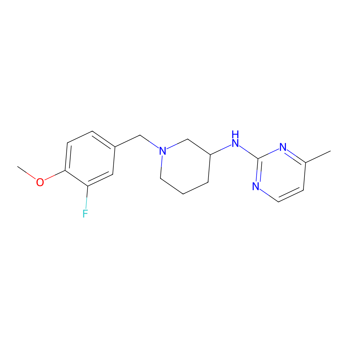 N-{1-[(3-fluoro-4-methoxyphenyl)methyl]piperidin-3-yl}-4-methylpyrimidin-2-amine molecular structure, CAS 3030809-39-0