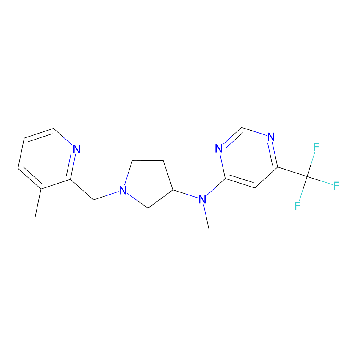 N-methyl-N-{1-[(3-methylpyridin-2-yl)methyl]pyrrolidin-3-yl}-6-(trifluoromethyl)pyrimidin-4-amine molecular structure, CAS 3030809-40-3