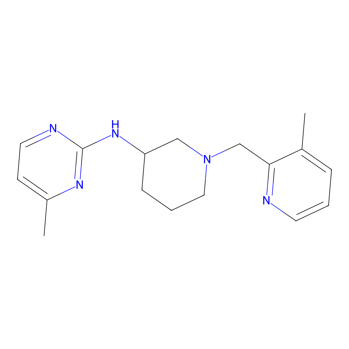 4-methyl-N-{1-[(3-methylpyridin-2-yl)methyl]piperidin-3-yl}pyrimidin-2-amine molecular structure, CAS 3030809-41-4