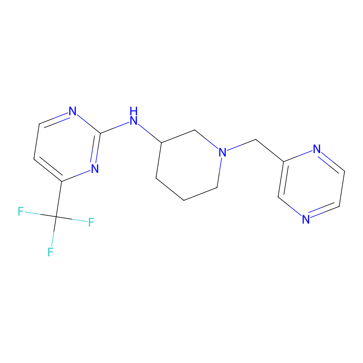 N-{1-[(pyrazin-2-yl)methyl]piperidin-3-yl}-4-(trifluoromethyl)pyrimidin-2-amine molecular structure, CAS 3030809-44-7
