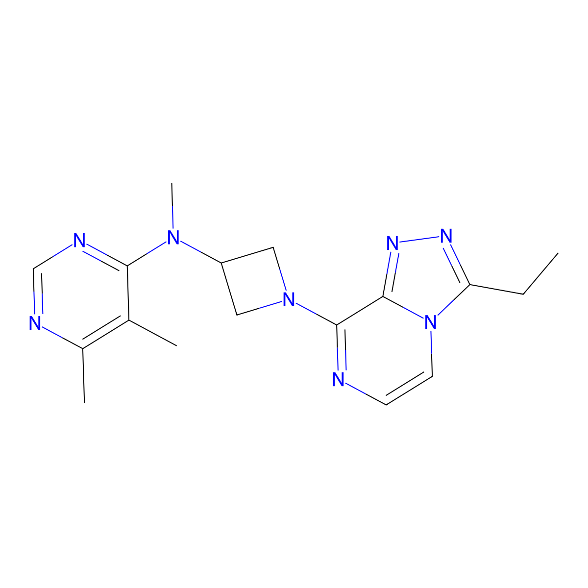 N-(1-{3-ethyl-[1,2,4]triazolo[4,3-a]pyrazin-8-yl}azetidin-3-yl)-N,5,6-trimethylpyrimidin-4-amine molecular structure, CAS 3030809-45-8