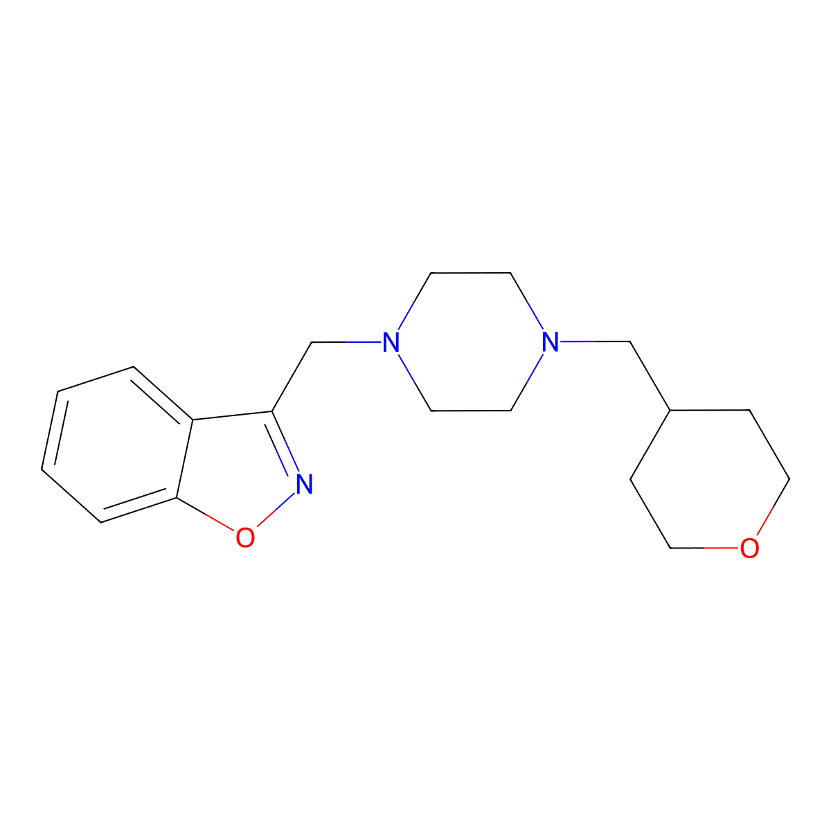 3-({4-[(Oxan-4-yl)methyl]piperazin-1-yl}methyl)-1,2-benzoxazole molecular structure, CAS 3030809-46-9