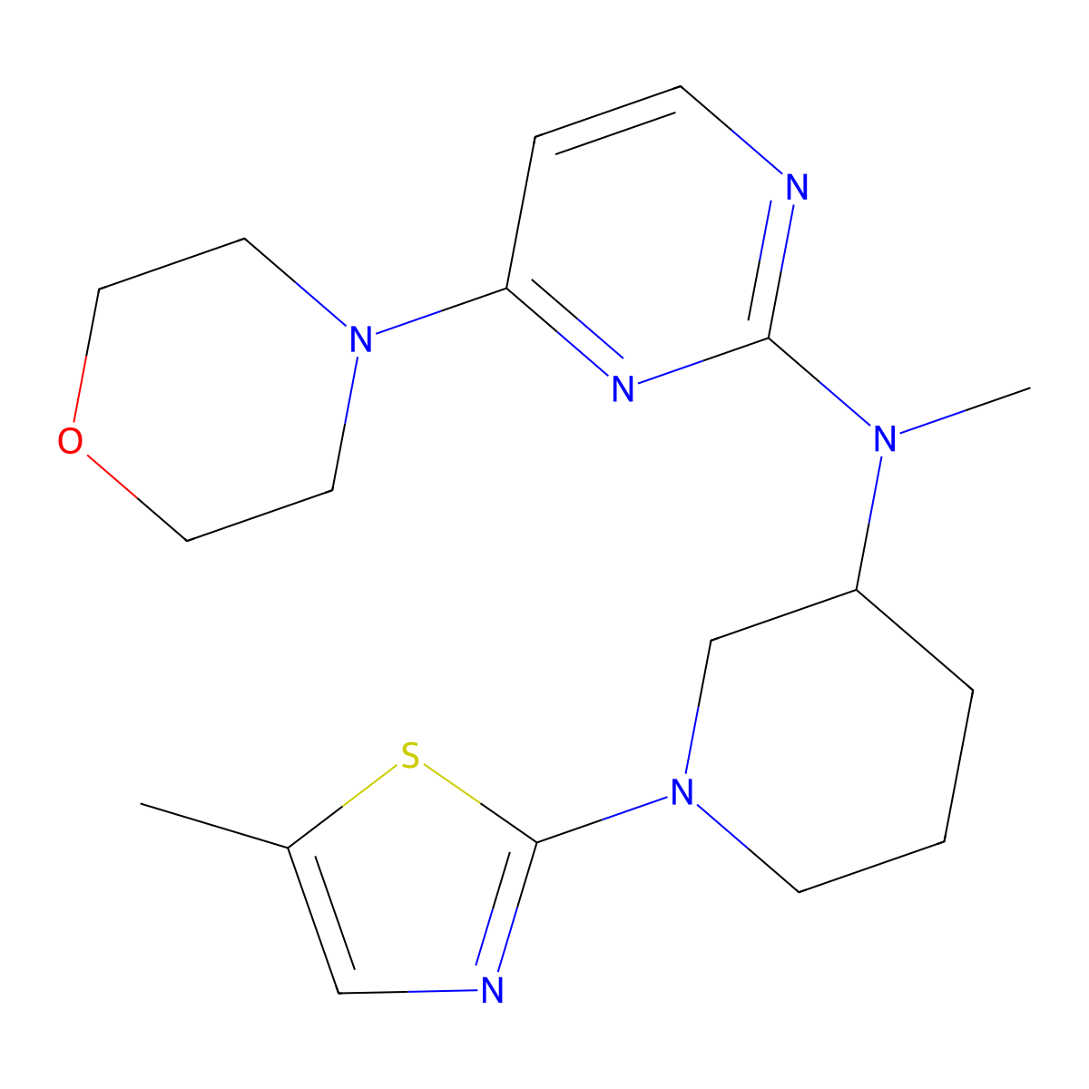 N-methyl-N-[1-(5-methyl-1,3-thiazol-2-yl)piperidin-3-yl]-4-(morpholin-4-yl)pyrimidin-2-amine molecular structure, CAS 3030809-54-9