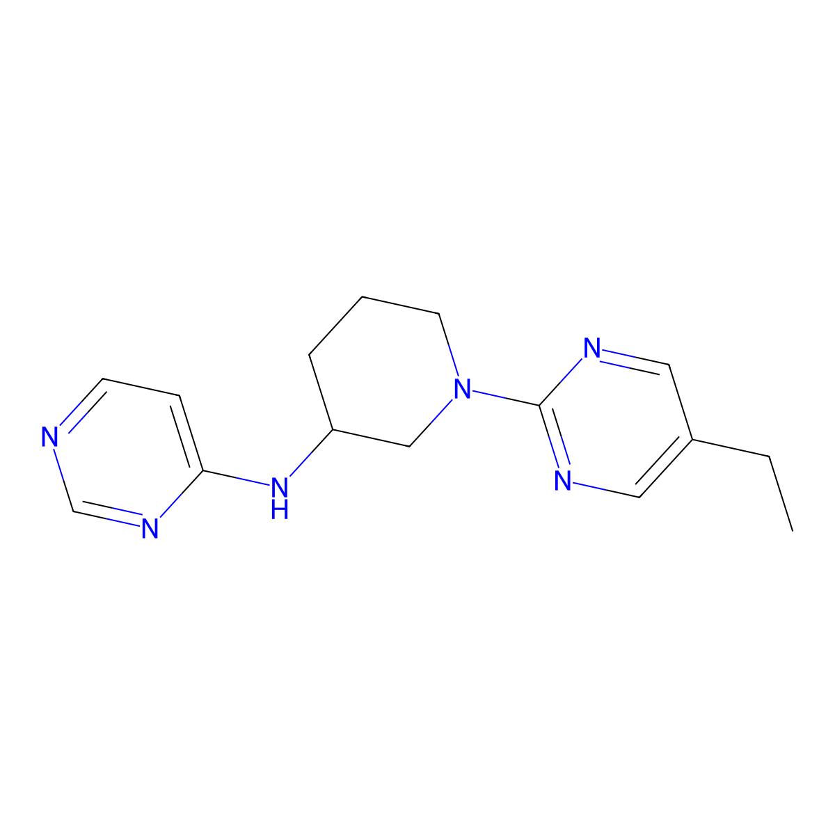 N-[1-(5-ethylpyrimidin-2-yl)piperidin-3-yl]pyrimidin-4-amine molecular structure, CAS 3030809-61-8