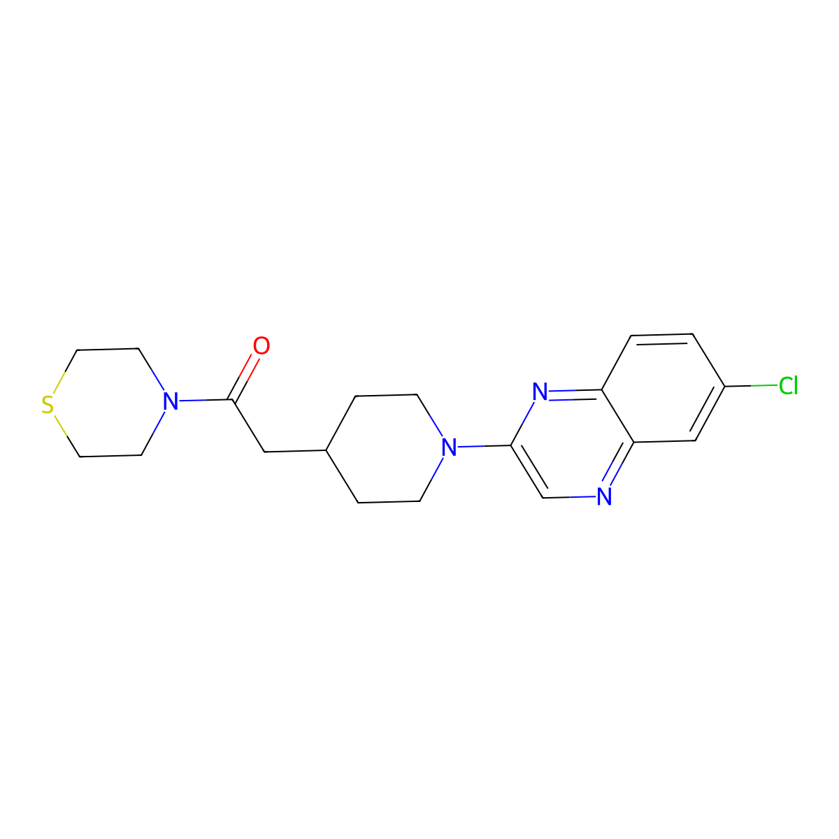 2-[1-(6-Chloroquinoxalin-2-yl)piperidin-4-yl]-1-(thiomorpholin-4-yl)ethan-1-one molecular structure, CAS 3030809-73-2