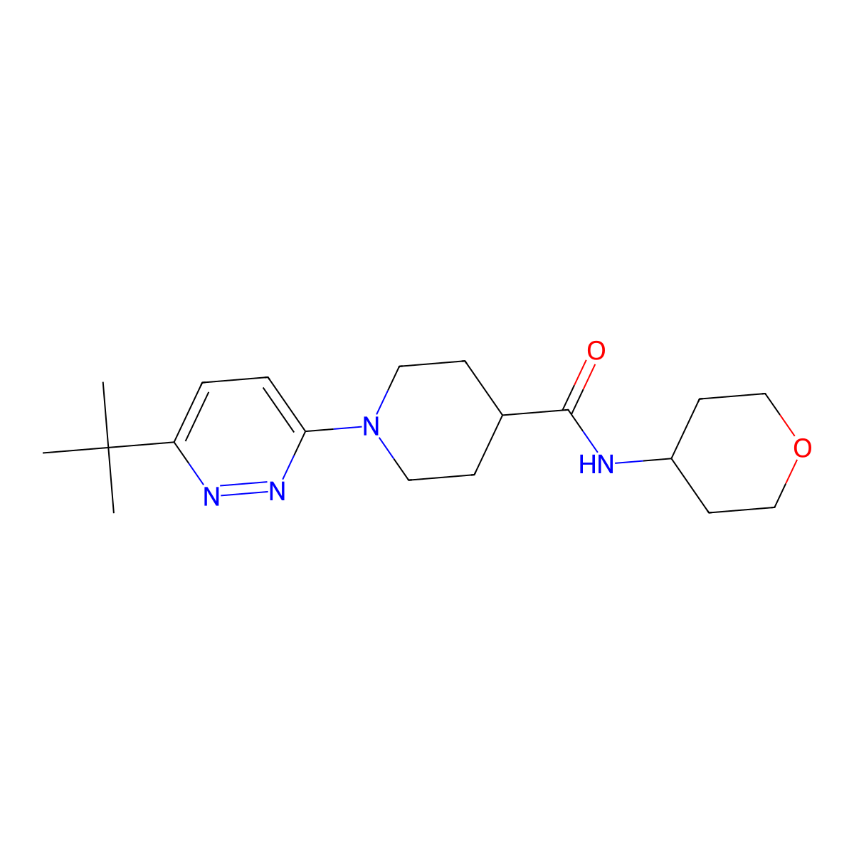 1-(6-tert-butylpyridazin-3-yl)-N-(oxan-4-yl)piperidine-4-carboxamide molecular structure, CAS 3030809-79-8