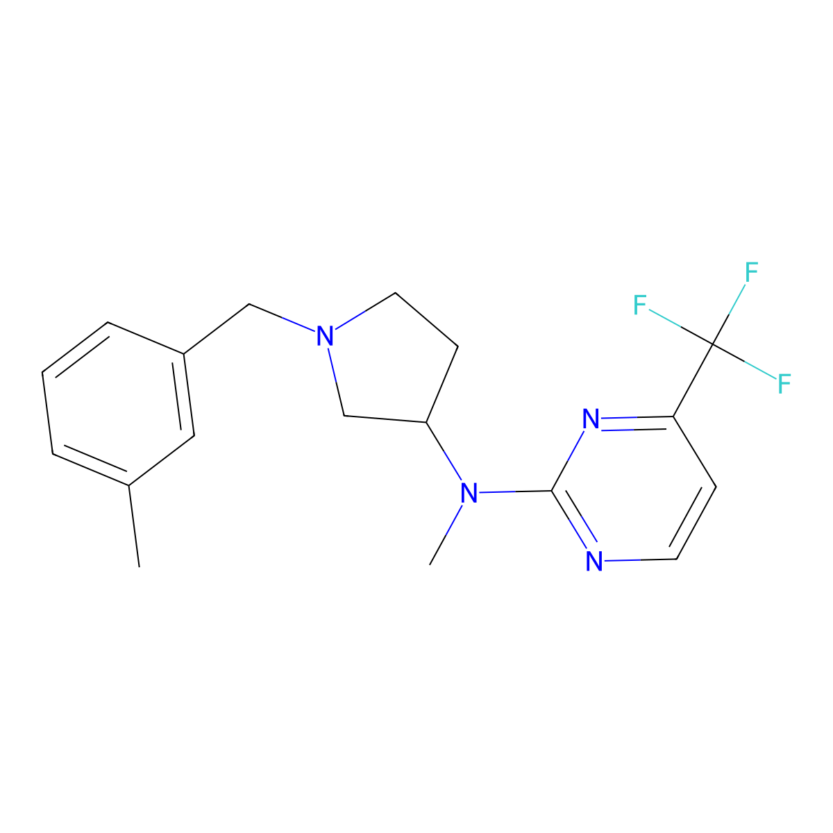 N-methyl-N-{1-[(3-methylphenyl)methyl]pyrrolidin-3-yl}-4-(trifluoromethyl)pyrimidin-2-amine molecular structure, CAS 3030809-84-5