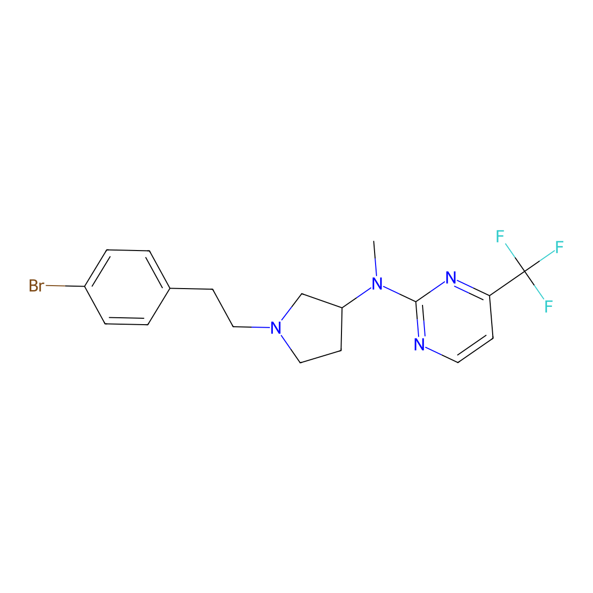 N-{1-[2-(4-bromophenyl)ethyl]pyrrolidin-3-yl}-N-methyl-4-(trifluoromethyl)pyrimidin-2-amine molecular structure, CAS 3030809-87-8