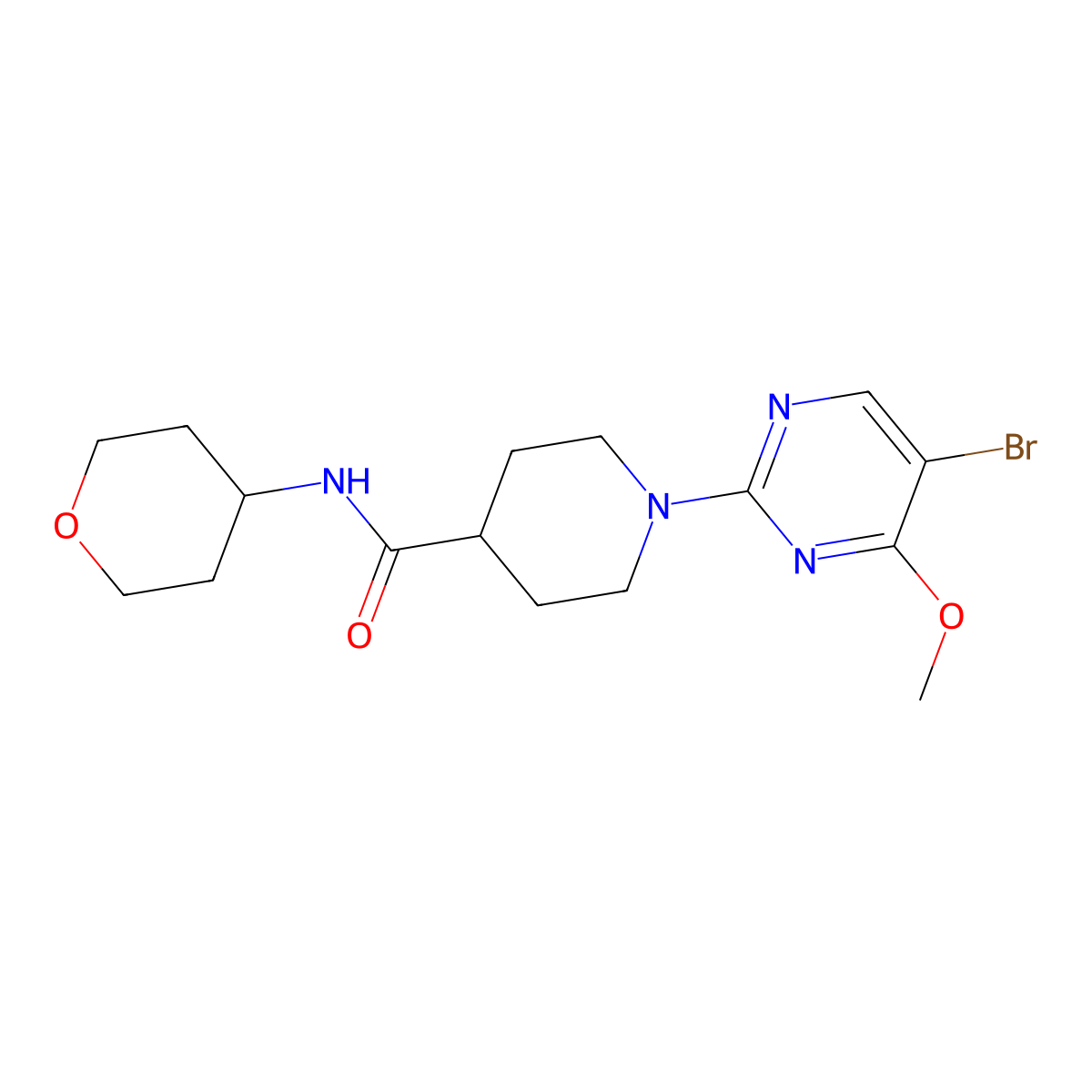 1-(5-bromo-4-methoxypyrimidin-2-yl)-N-(oxan-4-yl)piperidine-4-carboxamide molecular structure, CAS 3030809-88-9