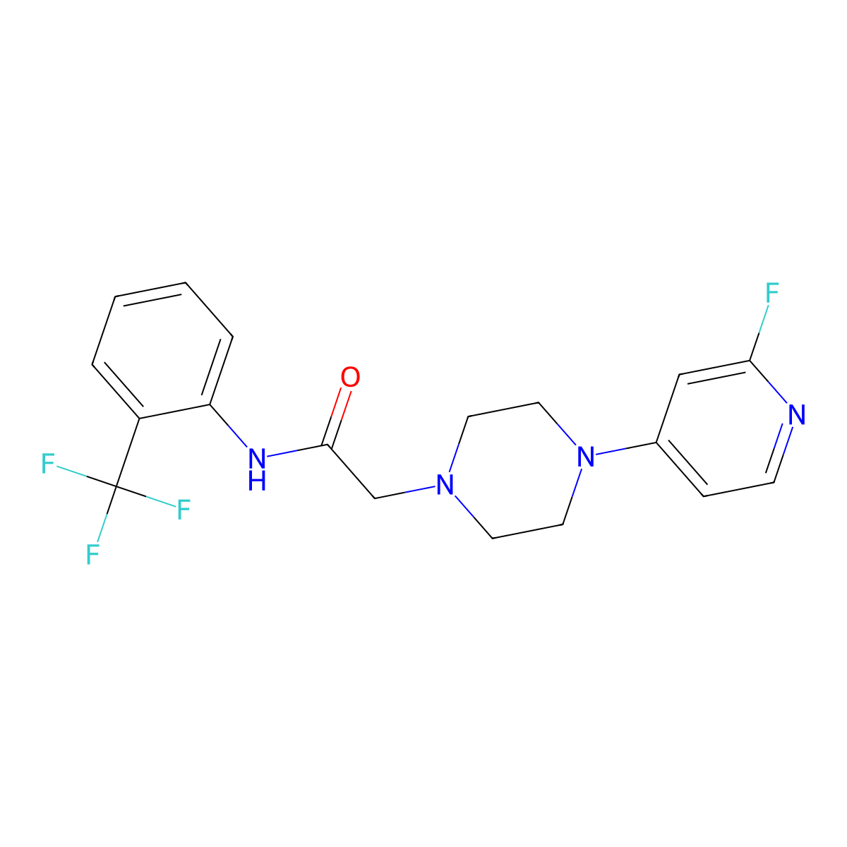 2-[4-(2-fluoropyridin-4-yl)piperazin-1-yl]-N-[2-(trifluoromethyl)phenyl]acetamide molecular structure, CAS 3030809-90-3