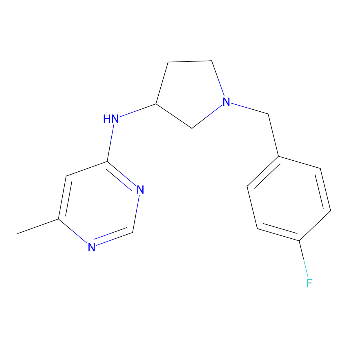 N-{1-[(4-fluorophenyl)methyl]pyrrolidin-3-yl}-6-methylpyrimidin-4-amine molecular structure, CAS 3030809-94-7