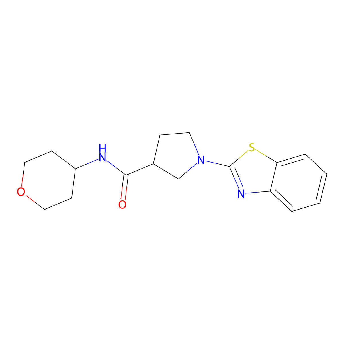 1-(1,3-benzothiazol-2-yl)-N-(oxan-4-yl)pyrrolidine-3-carboxamide molecular structure, CAS 3030809-96-9