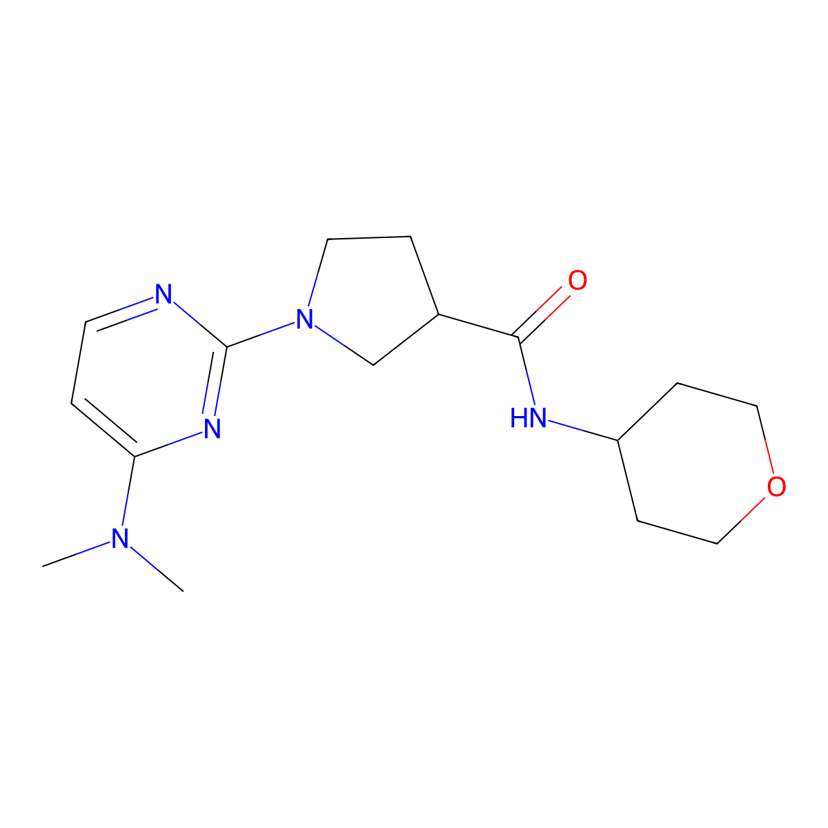 1-[4-(dimethylamino)pyrimidin-2-yl]-N-(oxan-4-yl)pyrrolidine-3-carboxamide molecular structure, CAS 3030809-98-1
