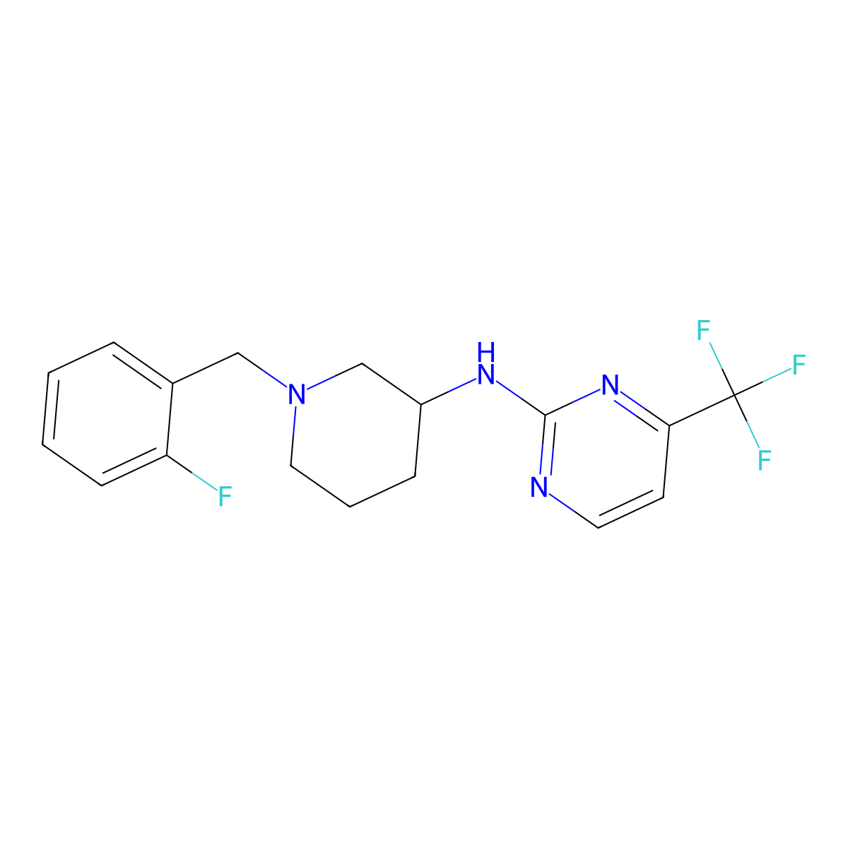 N-[1-[(2-fluorophenyl)methyl]piperidin-3-yl]-4-(trifluoromethyl)pyrimidin-2-amine molecular structure, CAS 3030810-03-5